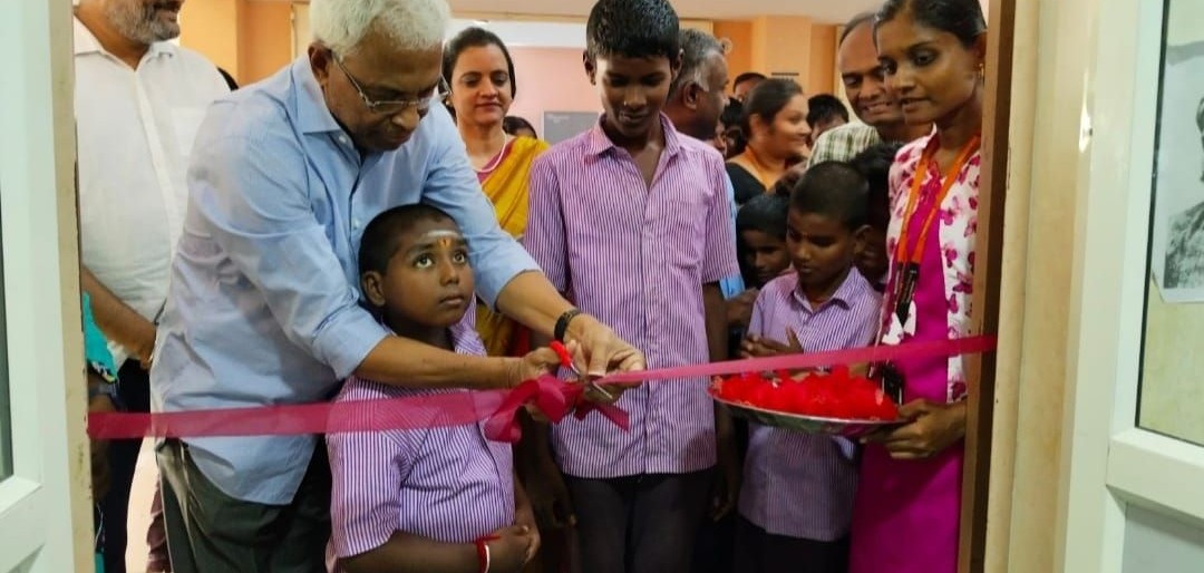 Ribbon cutting ceremony at the Inaugural session of the Resource center in Government Higher Secondary School, Thanjavur.