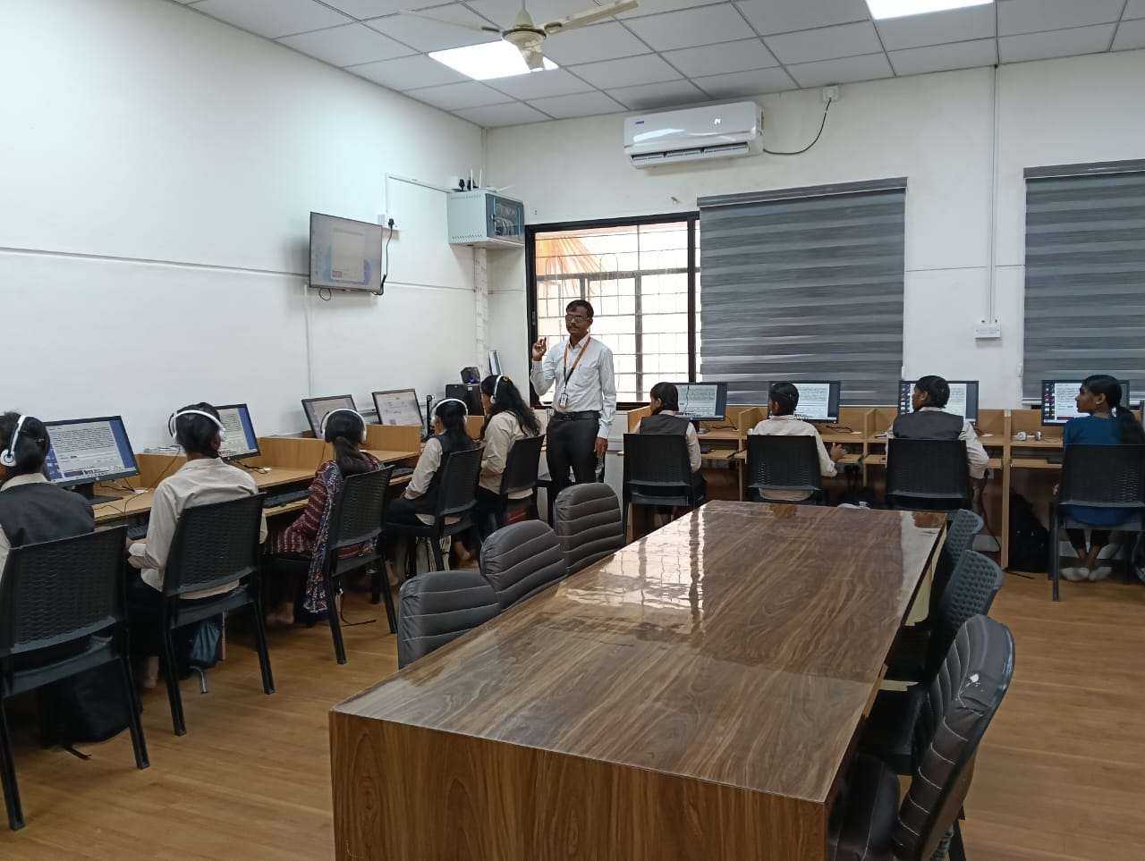 Students using their laptops in a Computer Lab.